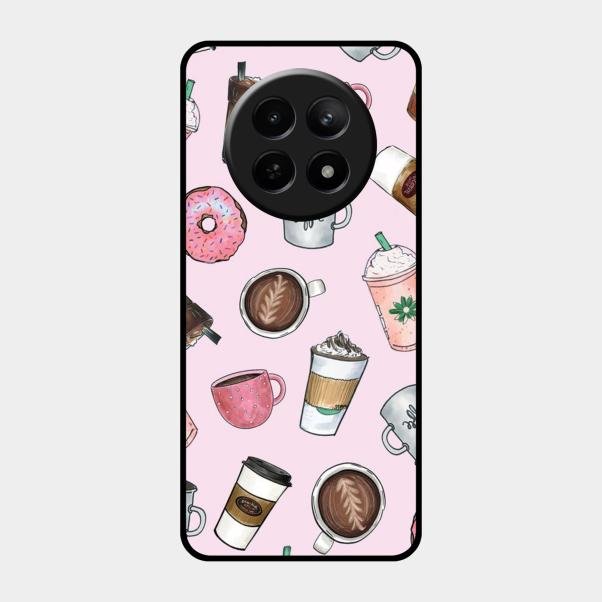 Cute Coffee Snacks Glass Case Cover For Realme 12 5G