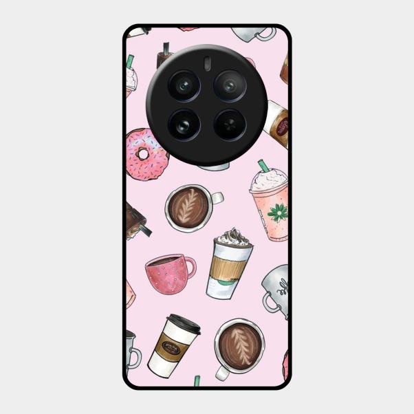 Cute Coffee Snacks Glass Case Cover For Realme 12 Pro Plus 5G
