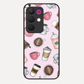Cute Coffee Snacks Glass Case Cover For Realme 15X 5G