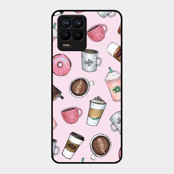 Cute Coffee Snacks Glass Case Cover For Realme 8 Pro