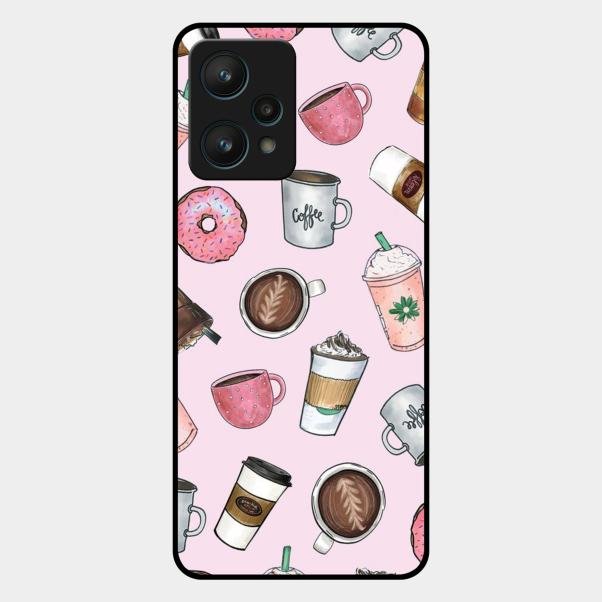 Cute Coffee Snacks Glass Case Cover For Realme 9 Pro 5G