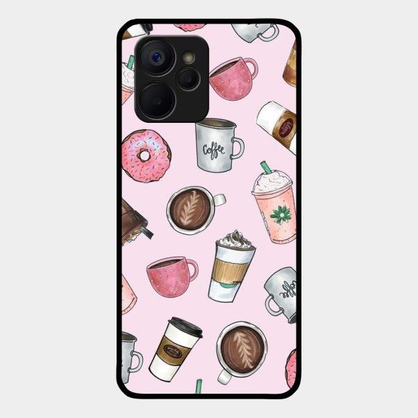 Cute Coffee Snacks Glass Case Cover For Realme 9I 5G