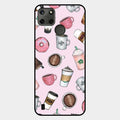 Cute Coffee Snacks Glass Case Cover For Realme C21Y