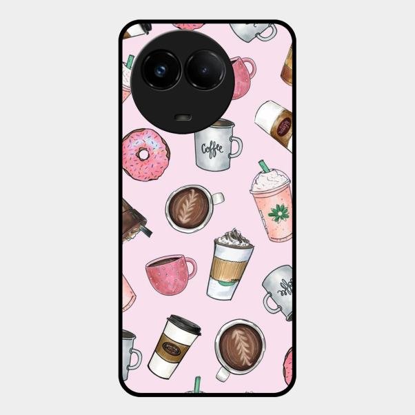 Cute Coffee Snacks Glass Case Cover For Realme C67 5G
