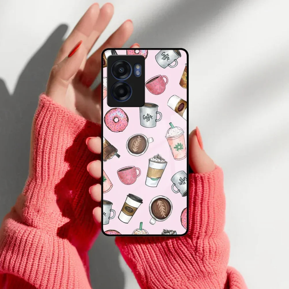 Cute Coffee Snacks Glass Case Cover For Realme/Narzo - ShopOnCliQ