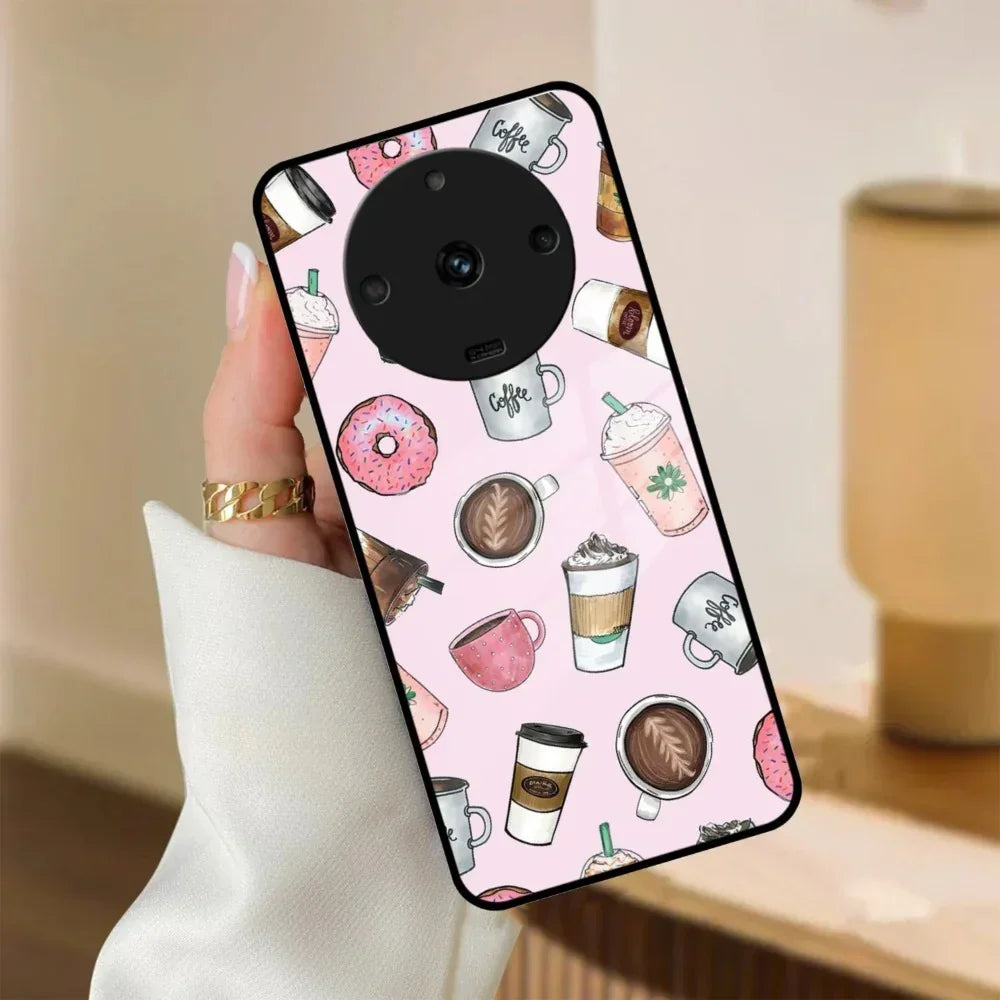 Cute Coffee Snacks Glass Case Cover For Realme/Narzo - ShopOnCliQ