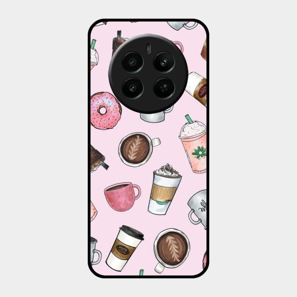 Cute Coffee Snacks Glass Case Cover For Realme P1 5G