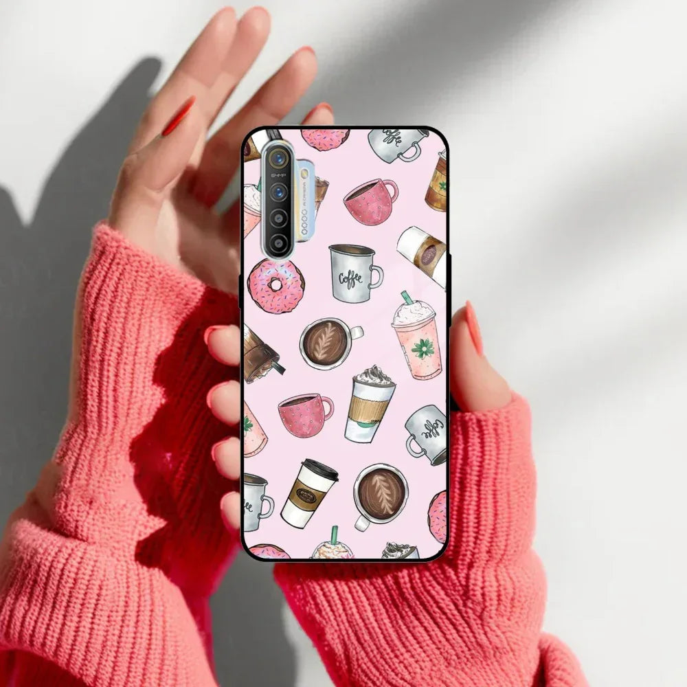 Cute Coffee Snacks Glass Case Cover For Realme/Narzo - ShopOnCliQ