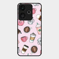 Cute Coffee Snacks Glass Case Cover For Redmi 13 5G