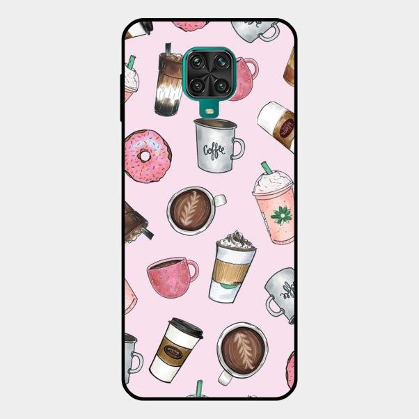 Cute Coffee Snacks Glass Case Cover For Redmi Note 10 Lite