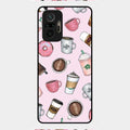 Cute Coffee Snacks Glass Case Cover For Redmi Note 10 Pro Max