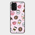 Cute Coffee Snacks Glass Case Cover For Redmi Note 10