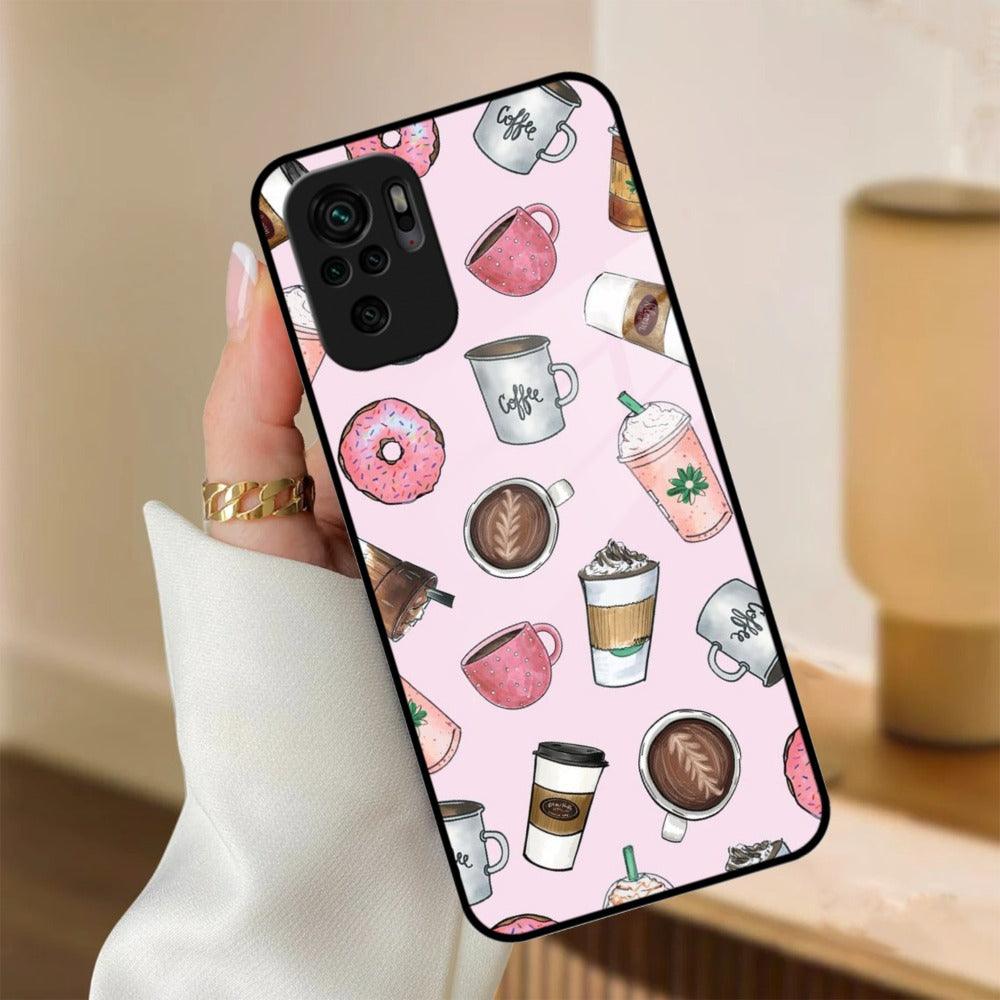 Cute Coffee Snacks Glass Case Cover For Redmi/Xiaomi