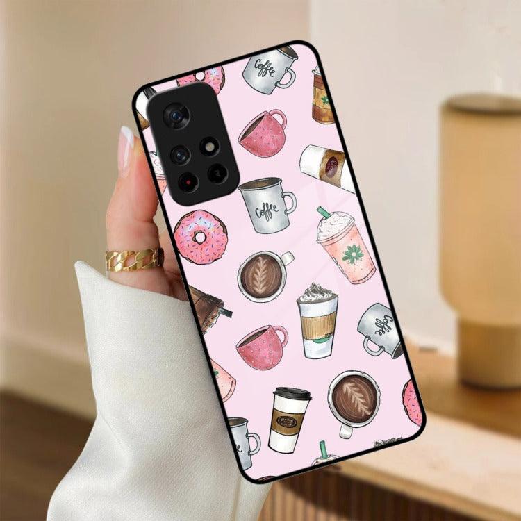 Cute Coffee Snacks Glass Case Cover For Redmi/Xiaomi