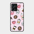 Cute Coffee Snacks Glass Case Cover For Redmi Note 12 4G
