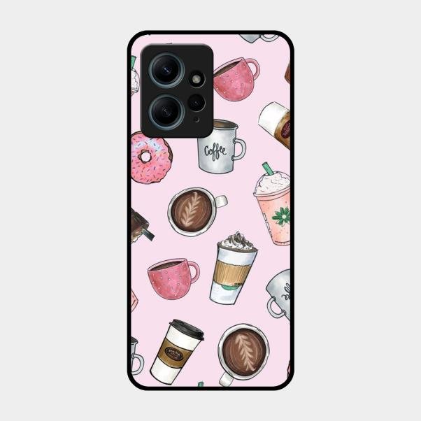 Cute Coffee Snacks Glass Case Cover For Redmi Note 12 4G
