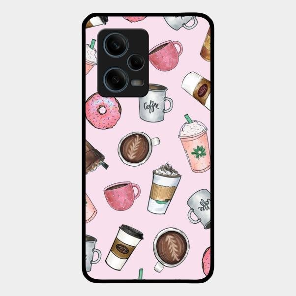 Cute Coffee Snacks Glass Case Cover For Redmi Note 12 Pro Plus 5G
