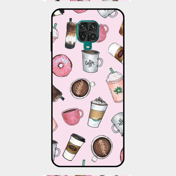 Cute Coffee Snacks Glass Case Cover For Redmi Note 9 Pro