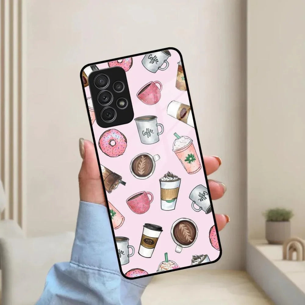Cute Coffee Snacks Glass Case Cover For Samsung - ShopOnCliQ