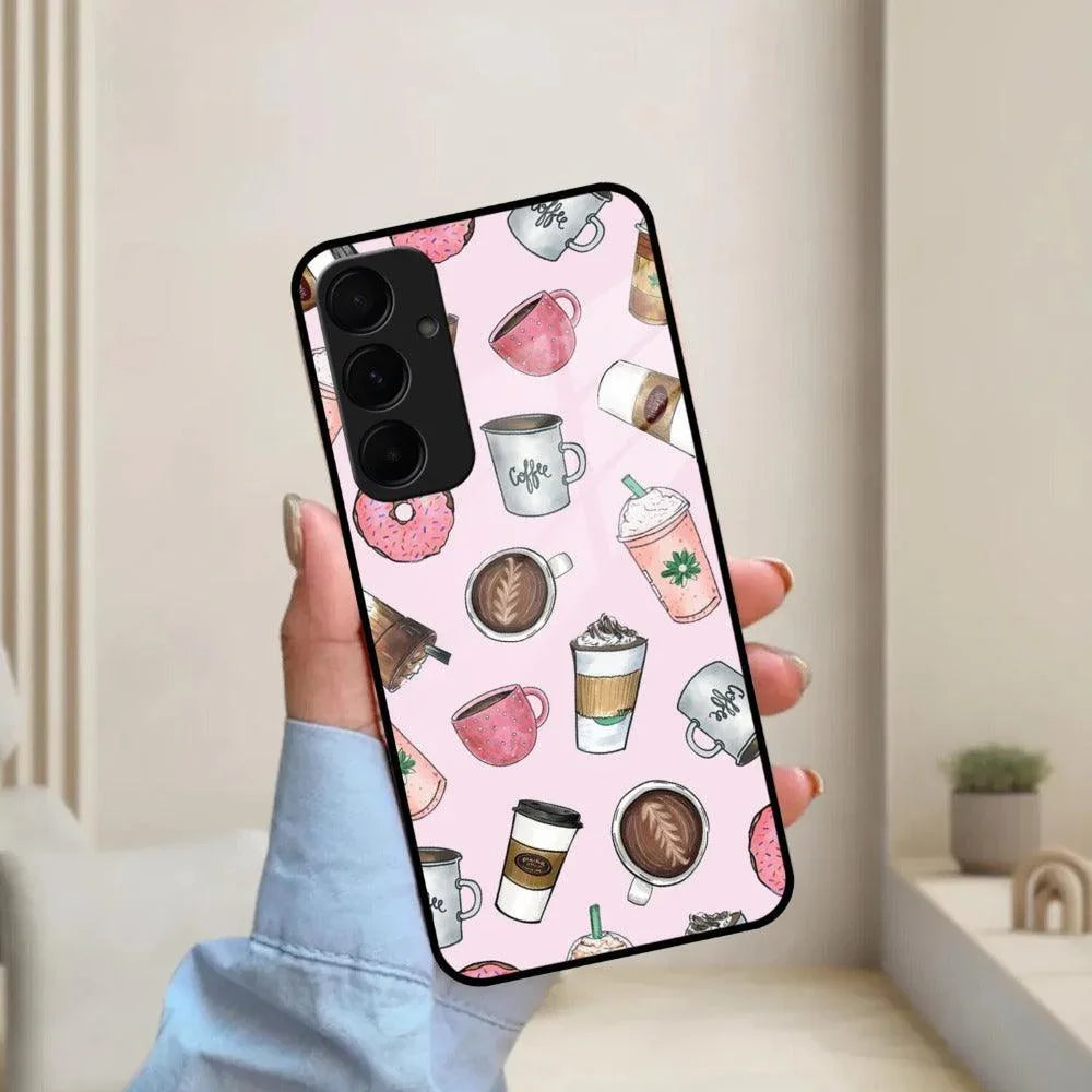 Cute Coffee Snacks Glass Case Cover For Samsung - ShopOnCliQ