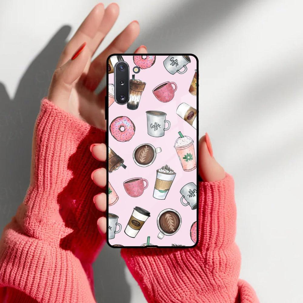 Cute Coffee Snacks Glass Case Cover For Samsung - ShopOnCliQ