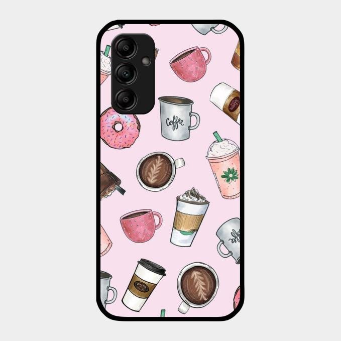 Cute Coffee Snacks Glass Case Cover For Samsung Galaxy A14 5G
