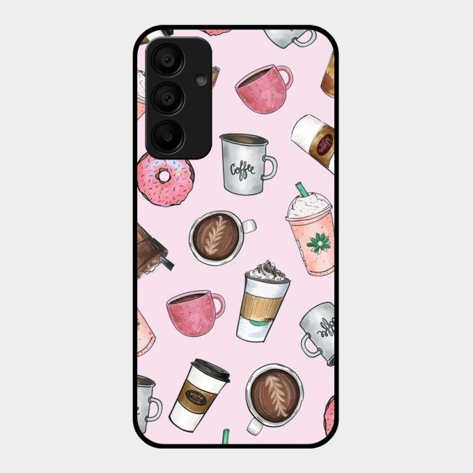 Cute Coffee Snacks Glass Case Cover For Samsung Galaxy A15 5G