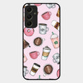 Cute Coffee Snacks Glass Case Cover For Samsung Galaxy A34 5G