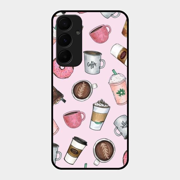 Cute Coffee Snacks Glass Case Cover For Samsung Galaxy A35 5G