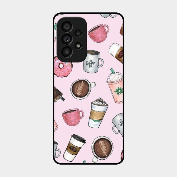 Cute Coffee Snacks Glass Case Cover For Samsung Galaxy A53 5G