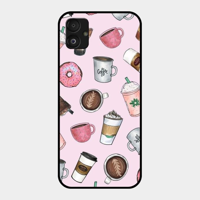 Cute Coffee Snacks Glass Case Cover For Samsung Galaxy F14 5G