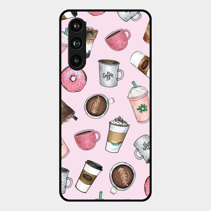 Cute Coffee Snacks Glass Case Cover For Samsung Galaxy M54 5G