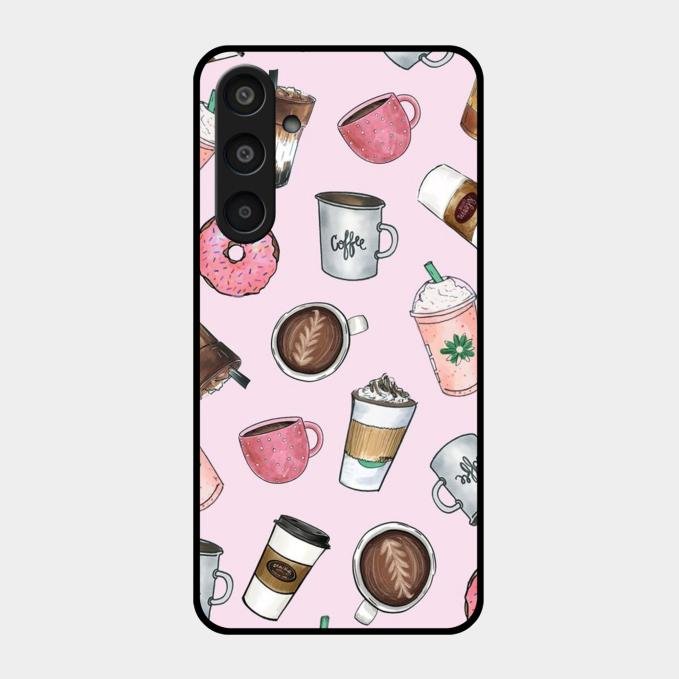Cute Coffee Snacks Glass Case Cover For Samsung Galaxy M35 5G