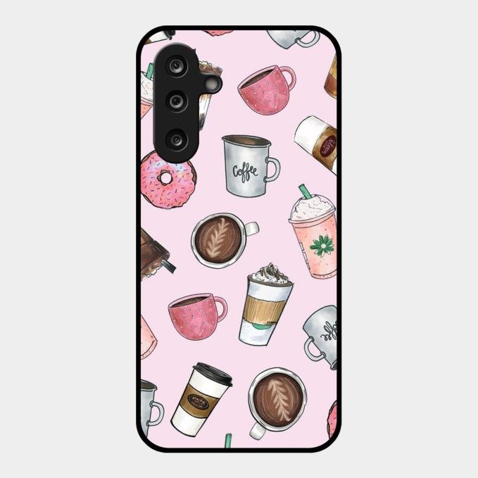 Cute Coffee Snacks Glass Case Cover For Samsung Galaxy M36 5G