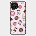 Cute Coffee Snacks Glass Case Cover For Samsung Galaxy M53 5G