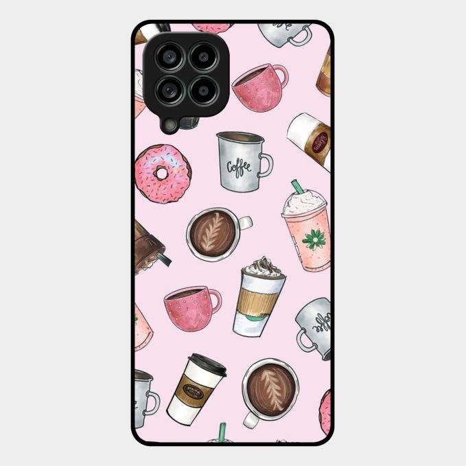 Cute Coffee Snacks Glass Case Cover For Samsung Galaxy M53 5G