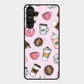 Cute Coffee Snacks Glass Case Cover For Samsung Galaxy M55 5G