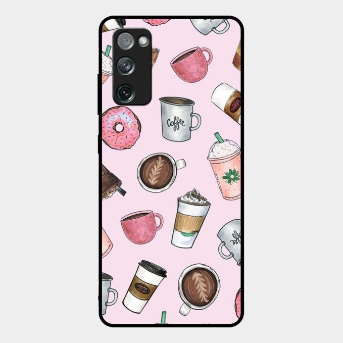 Cute Coffee Snacks Glass Case Cover For Samsung Galaxy S20 Fe 5G