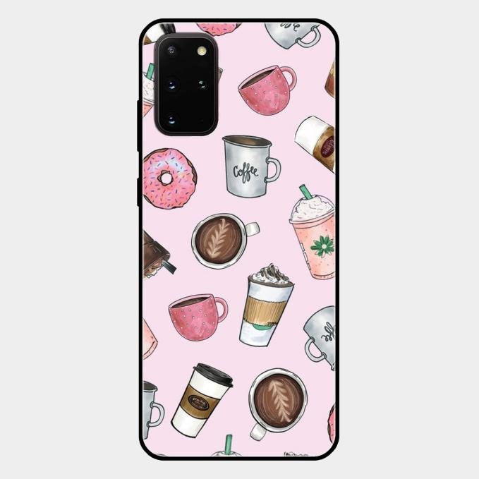 Cute Coffee Snacks Glass Case Cover For Samsung Galaxy S20 Plus