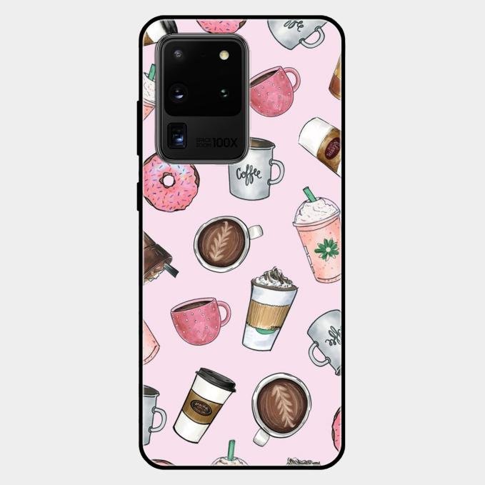 Cute Coffee Snacks Glass Case Cover For Samsung Galaxy S20 Ultra
