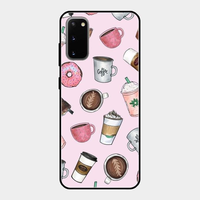 Cute Coffee Snacks Glass Case Cover For Samsung Galaxy S20
