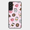 Cute Coffee Snacks Glass Case Cover For Samsung Galaxy S21 Fe 5G