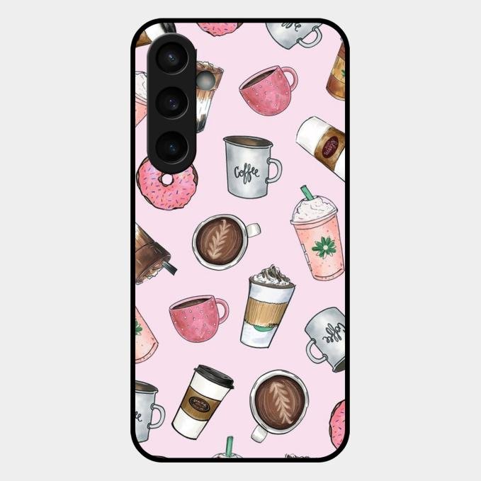 Cute Coffee Snacks Glass Case Cover For Samsung Galaxy S23 Fe 5G