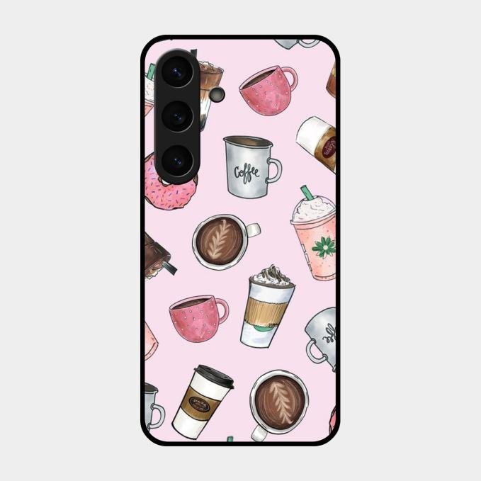 Cute Coffee Snacks Glass Case Cover For Samsung Galaxy S24 5G