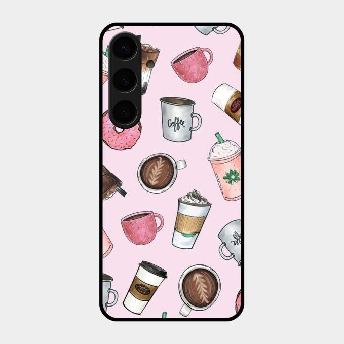 Cute Coffee Snacks Glass Case Cover For Samsung Galaxy S24 Plus 5G