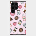 Cute Coffee Snacks Glass Case Cover For Samsung Galaxy S24 Ultra 5G