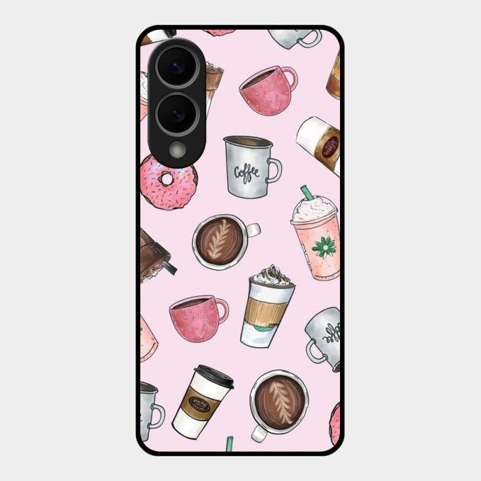 Cute Coffee Snacks Glass Case Cover For Samsung Galaxy S25 Edge 5G