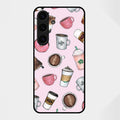 Cute Coffee Snacks Glass Case Cover For Samsung Galaxy S25 FE 5G