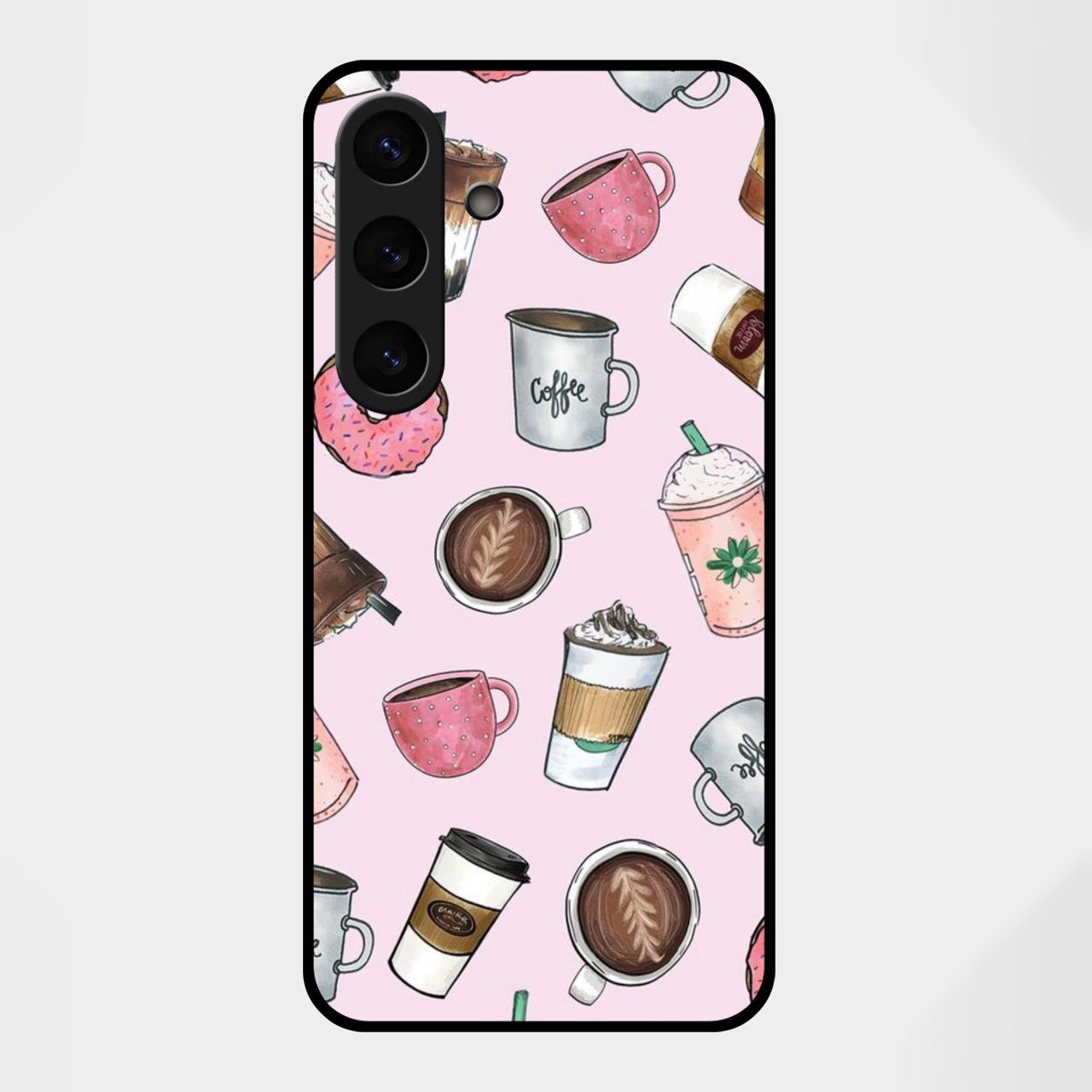 Cute Coffee Snacks Glass Case Cover For Samsung Galaxy S25 FE 5G