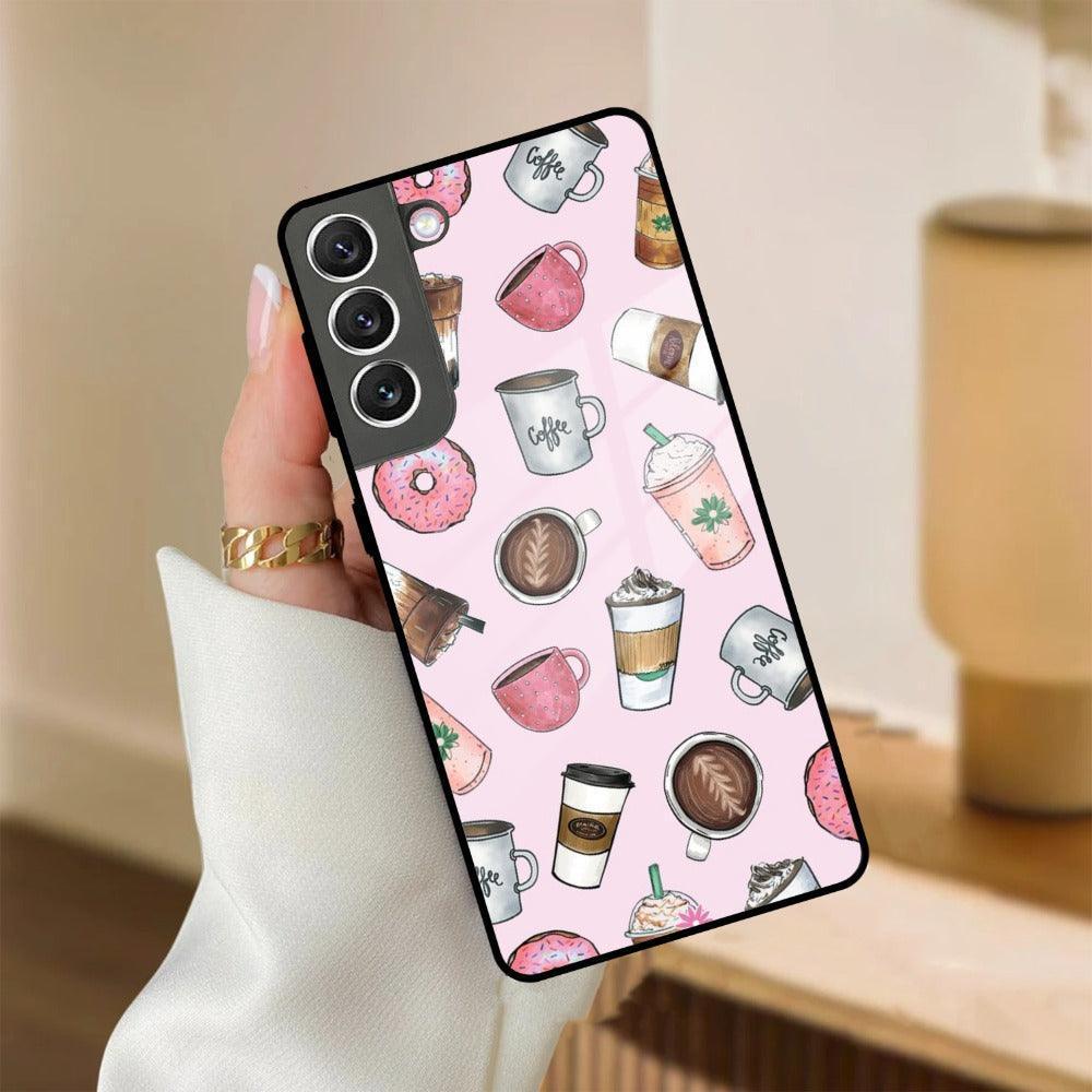 Cute Coffee Snacks Glass Case Cover For Samsung - ShopOnCliQ